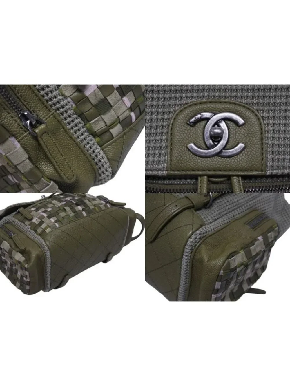 Chanel Backpack CC Logo Cuban Pocket Tweed Canvas Cruise Collection